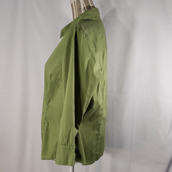 dressbarn Green V Neck Clasp Closure 3/4 Sleeve Blouse Size Large - Picture 3 of 7